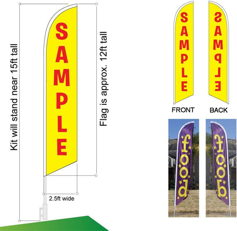 15ft Set Lobster Seafood Feather Flag Kit with Ground Stake - Outdoor Advertising Swooper Banner Flag for Businesses