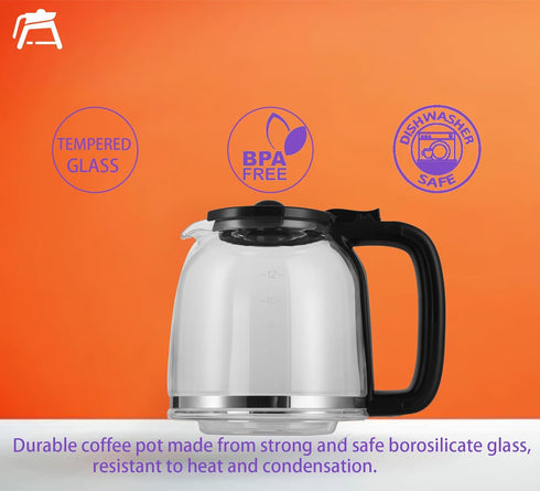 12 CUP Replacement Glass Carafe Pot ONLY for Ninja Coffee Maker CE251 CE250 CE200 CE200C CE201 CE201C series, Ninja