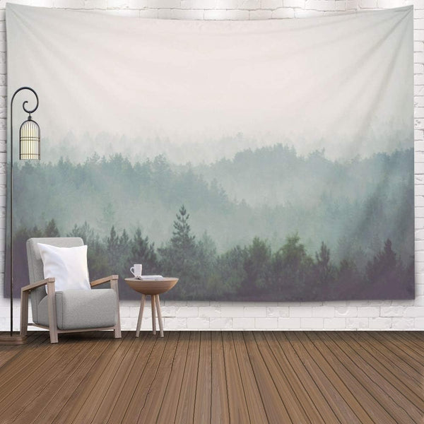 EMMTEEY Misty Forest Tapestry Wall Hanging, 60x50 Inches Vintage Film Effect for Living Room Bedroom Decor