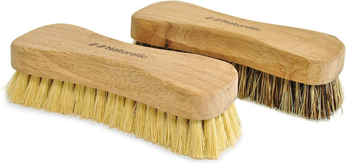 All-Natural Wooden Scrub Brush Set, Eco-Friendly Cleaning Products, Wooden Handle with Tampico and Palmyra Bristles, 2