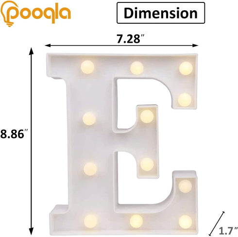 Pooqla LED Marquee Letter Lights Sign - Light Up Alphabet Letter for Home Party Wedding Decoration E