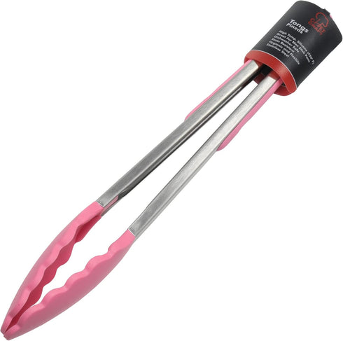Chef Craft Premium Silicone Cooking Tongs - 12 inch, Pink Kitchen Utensil