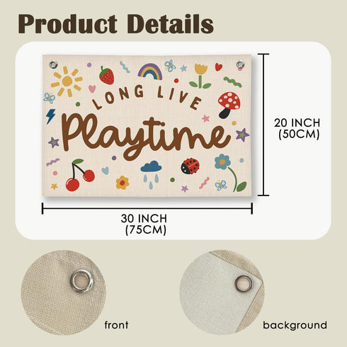 ShowDraven 20x30 Inch Playroom Wall Decor, Kids Toddler Boy Girls Playroom Decor Hanging Linen Banner,Play Room Wall