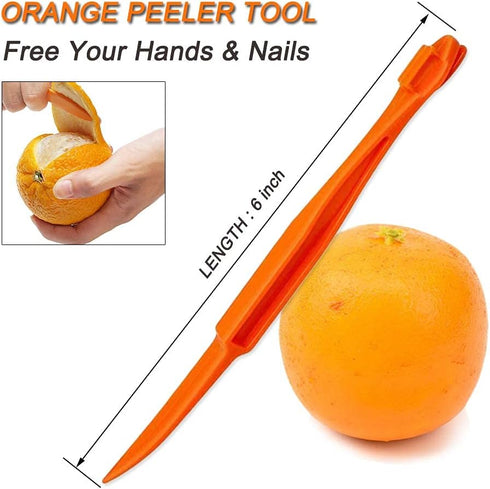 Orange Peeler Tools, Plastic Citrus Remover for Easy Open Lemon Peel Cutter, Kitchen Gadgets (Orange 2 Pack)