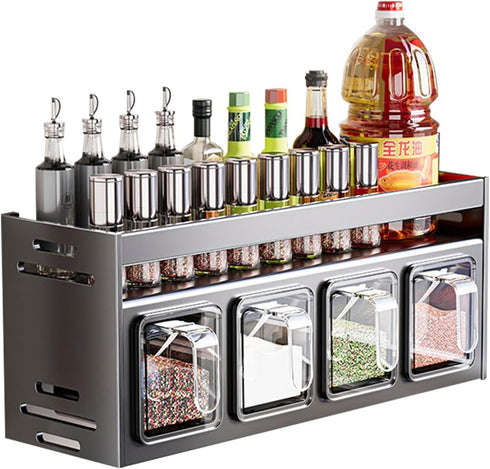 ANQIA Kitchen Spice Rack Wall Mount Hanging Seasoning Box Over Stove Hanging Shelf