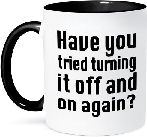 3dRose Have you Tried Turning it on and Off Again IT Mug, 1 Count, Black