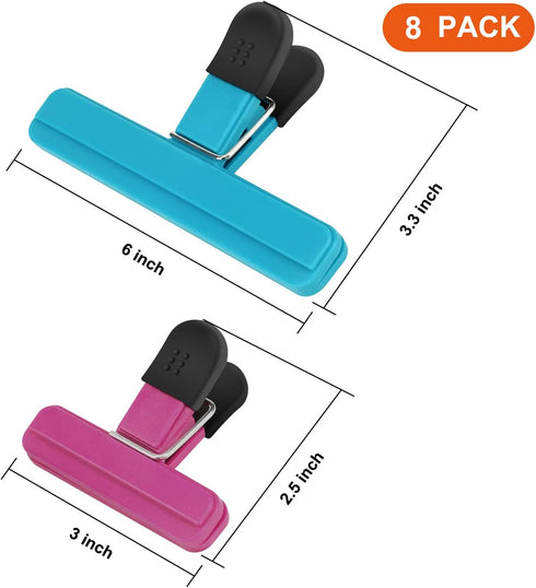 TACGEA Chip Clips, 8 Pack Food Clips, Upgrade Wide Open Bag Clips for Food Storage with Air Tight Seal Grip (4 x L, 4 x S) by TACGEA