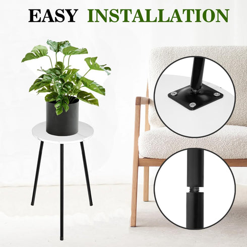 ARTORA 18 Inch (18.11' 9.25") Indoor Plant Stand, Mid Century Wood Plant Stool Adjustable White Corner Tall Plant Sand