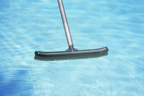 18-Inch Poolmaster Stainless Steel Pool Algae Brush, Heavy-Duty Aluminum Back, for Gunite Concrete Pools and Spas, Wide