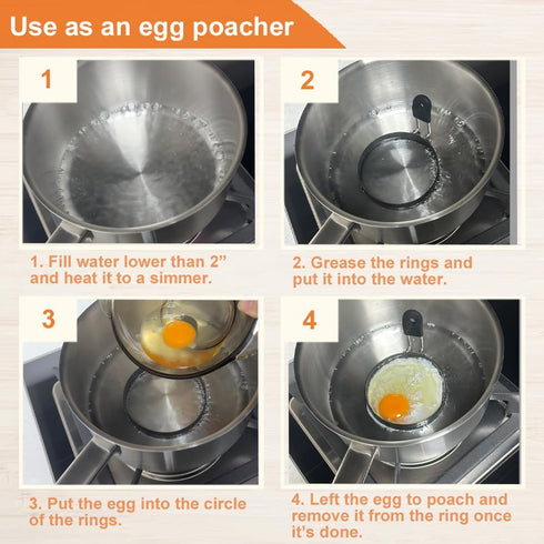 COTEY Large 3.5" Nonstick Egg Rings, Set of 4, Round Crumpet Ring Mold for Cooking