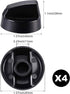 Jetec 4 Pack Control Knobs Replacement for Oven/Stove/Range with 12 Adapters, Please Check Dimensions (Black)