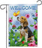 Welcome Dog Garden Flag, Vertical Double Sided Burlap Flower Summer Yard Outdoor Decor (12.5 x 18, Welcome Dog)