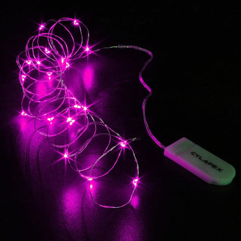 CYLAPEX 6 Pack Pink Fairy Lights, Battery Operated LED Starry String Lights, 3.3ft, 20 LEDs Silvery Copper Wire