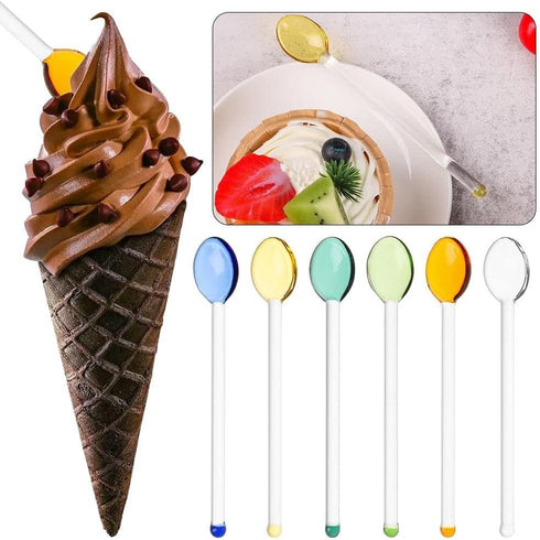 6PCS Colorful Tea Spoons, Long Handle Stirring Spoons for Home Kitchen Glassware