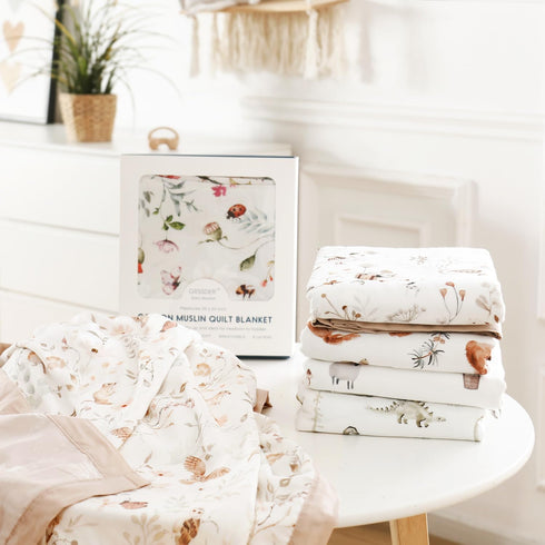 6 47" 47" GRSSDER Muslin Cotton Quilt Blanket - Silky Soft and Breathable Baby Blanket Quilt, Oversized Muslin Blankets