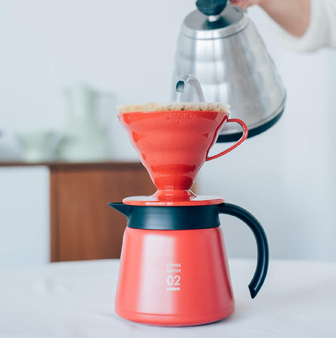 Hario V60 Plastic Coffee Dripper, Pour Over Cone Coffee Maker Size 02, Red