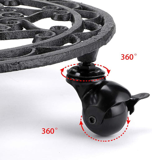 Skelang 12.6 Inches 350 Lbs Plant Stand, Cast Iron Plant Pallet Caddy, Plant Pot Dolly with Brake Wheel, Load Capacity