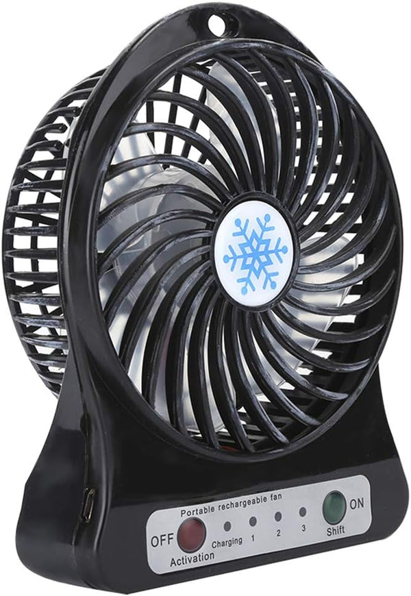 CCYLEZ Mini Table Fan - 3 Speed Adjustable USB Rechargeable Fan for Baby Bed, Car Seats, Summer Gift (Black)