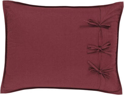 VHC Brands Ninepatch Star Hand Quilted Standard Sham, Red, 21x27 Bedroom Decor