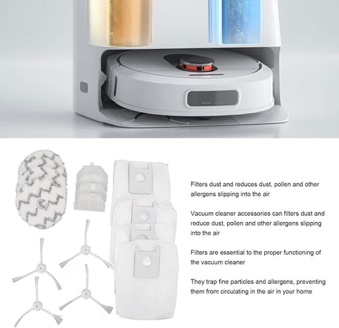 HEEPDD Vacuum Cleaner Accessories, Dust Bag Filter Rag Side Brush Set for Roidmi EVA SDJ06RM
