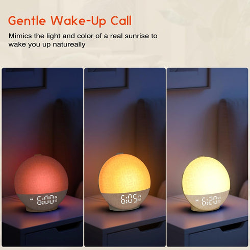 Sunset 30 12 Dimmable Sunrise Alarm Clock White Noise Machine, Simulation, Soothing Sounds, Color Night Light, Sunlight