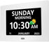 Large Display Digital Clock with Day and Date for Elderly, 7 Inch, 5 Alarm, 3 Medicine Reminders, Dementia Clock, White