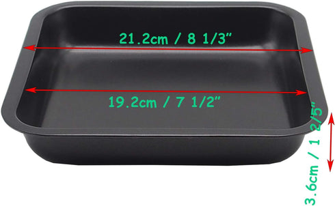 2pcs Mini Baking Pans 8 X 8 Inch (Inner 7.5 X 7.5) Square Cake Pan Bread Pan Nonstick Heavy Carbon Steel Bakeware by HYTK