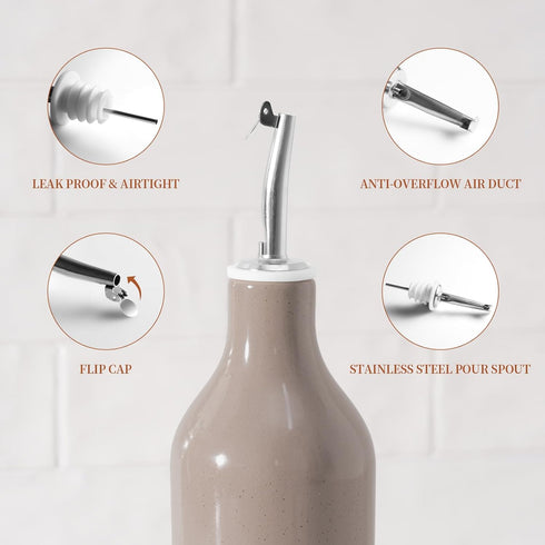 16oz Set 2 famiware Milkyway Ceramic Olive Oil Dispenser Bottle, Olive Oil and Vinegar Dispenser Bottle