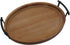 Oval Rustic Wooden Decorative Tray, Serving Tray with Metal Handles, Ottoman Coffee Table Tray, Farmhouse Centerpiece
