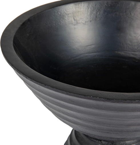 Creative Co-Op Boho Wood Pedestal Serving Bowl, Black Finish