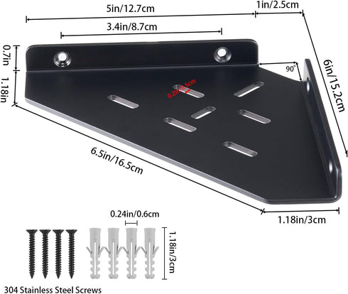 YUjieSTC 3.0mm Rooms(6 Corner Shelf, Aluminum Alloy Corner Shelf Wall Mounted, for Bathrooms,Offices