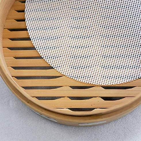 LadayPoa 10Pcs 12 inch Reusable Round Silicone Steamer Liners, Non-stick Mesh Mat for Home Kitchen or Restaurant