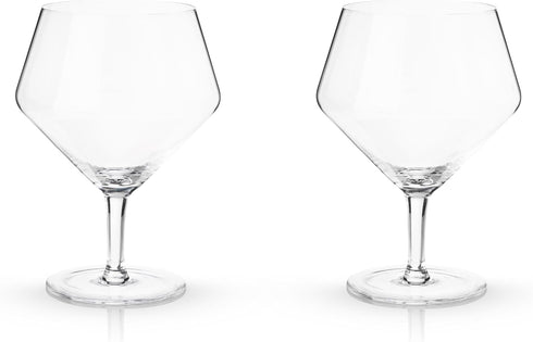 Viski Raye Angled Stemmed Gin and Tonic Glasses, Set of 2, Premium Crystal Clear Cocktail Gin Glasses for Gin Lovers
