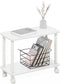 Furinno Turn-N-Tube Side Table, 2-Tier Rectangle Sofa End Table with Wheels, Round
