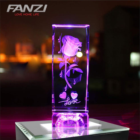 FANZI LED Rectangular Light Display Base | 3D LED Light Stand for Crystals and Glass Art (Black)