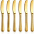 Berglander Butter Knife Spreader 6 Pieces 5.6", Stainless Steel Gold Butter Knives,