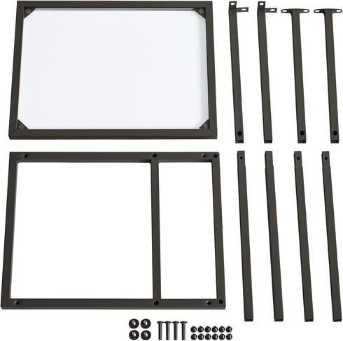 UHGD001B YMYNY C-Shaped End Table, Tempered Glass Sofa Side Table, TV Tray CouchTable That Slide Under for Small Space