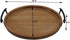 Oval Rustic Wooden Decorative Tray, Serving Tray with Metal Handles, Ottoman Coffee Table Tray, Farmhouse Centerpiece