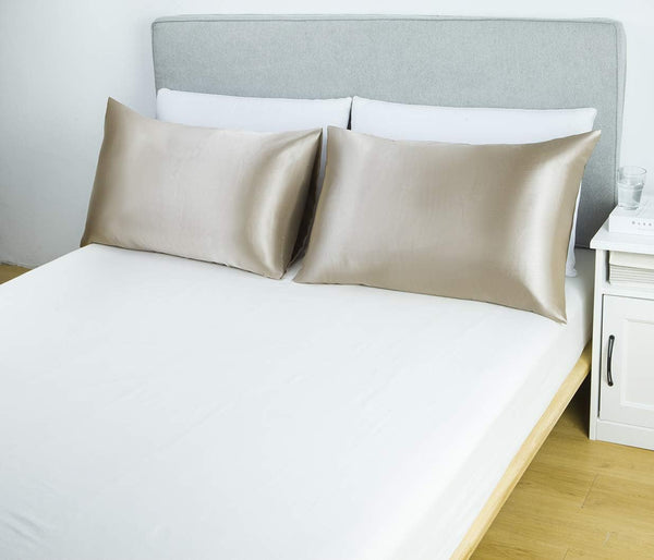 Lanest Housing Satin-Silk Pillowcase Queen, Beige Satin Pillowcase for Hair and Skin, Super Soft, Cooling