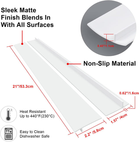 Silicone Stove Counter Gap Cover (2 Pack), Heat Resistant Kitchen Stove Gap Filler, Seals Spills Between Counters