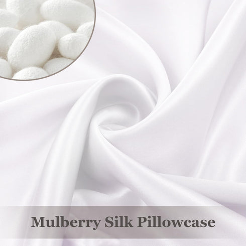 Adubor Mulberry Silk Pillowcase, 23 Momme 6A Grade Fibers, 900 Thread Count, Queen 20''x30'', White