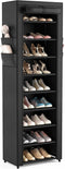 VILICK Shoe Rack with Cover Narrow Shoe Organizer with 4 Side Pockets