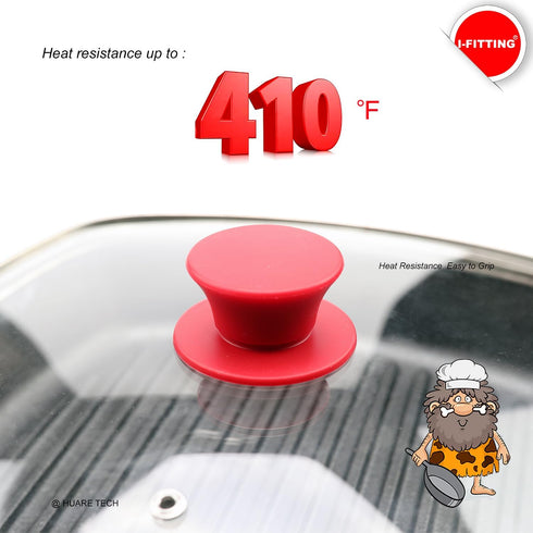 Universal Replacement Knob for Pot Pan Lids, Silicone Heat Resistant Cover, BPA Free, Dishwasher Safe, 2Pack Black & Red