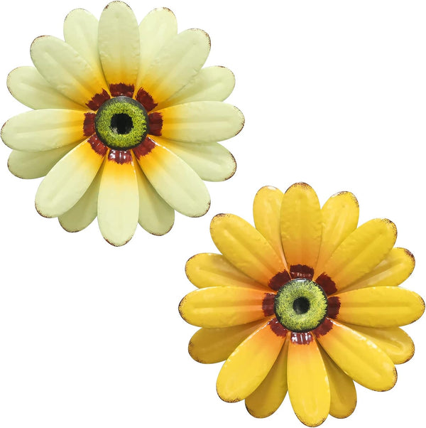 YEAHOME 10'' Sunflower Wall Decor, Metal Flower Art for Indoor or Outdoor, Set of 2 Wall Sculptures