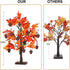 YEAHOME 24” Lighted Fall Maple Leaves Tree, 2FT Autumn Decor with 24LT Warm White LEDs, 12 Wood Acorns Ornaments,
