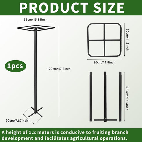 1 12"x12"x50", No-Hammer Pcs Heavy Duty Dragon Fruit Trellis Adjustable Metal Dragon Plant Support Stand, Durable