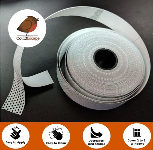 White Bird Tape for Windows, 3/4" x 40', Bird Strike Prevention Decals for Windows