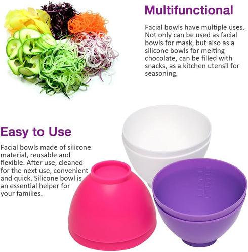 6 Pcs Silicone Mixing Bowls, 0.49 QT Reusable Bowls for Melting Chocolate, Sauce, White, Pink, Purple