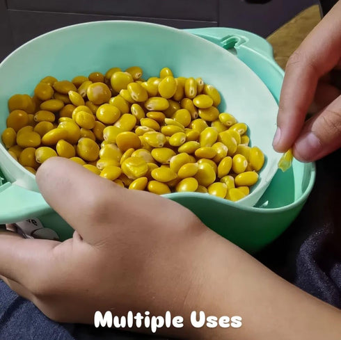A'TIATI Double-Layer Rotating Fruit and Vegetable Washing Colander, Multi-Use Serving Dish in Light Green