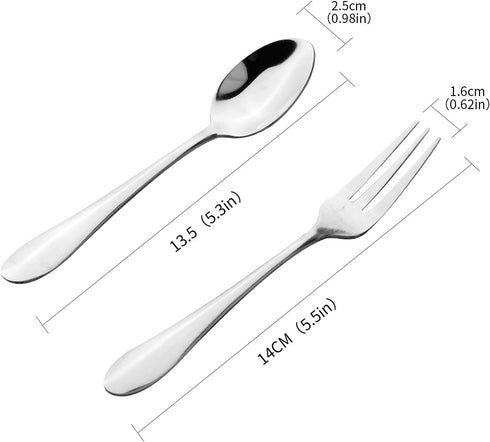 12pcs Stainless Steel Tea Dinner Server Spoon and Cake Fruit Forks, Kitchen Accessory for Wedding Party Dessert